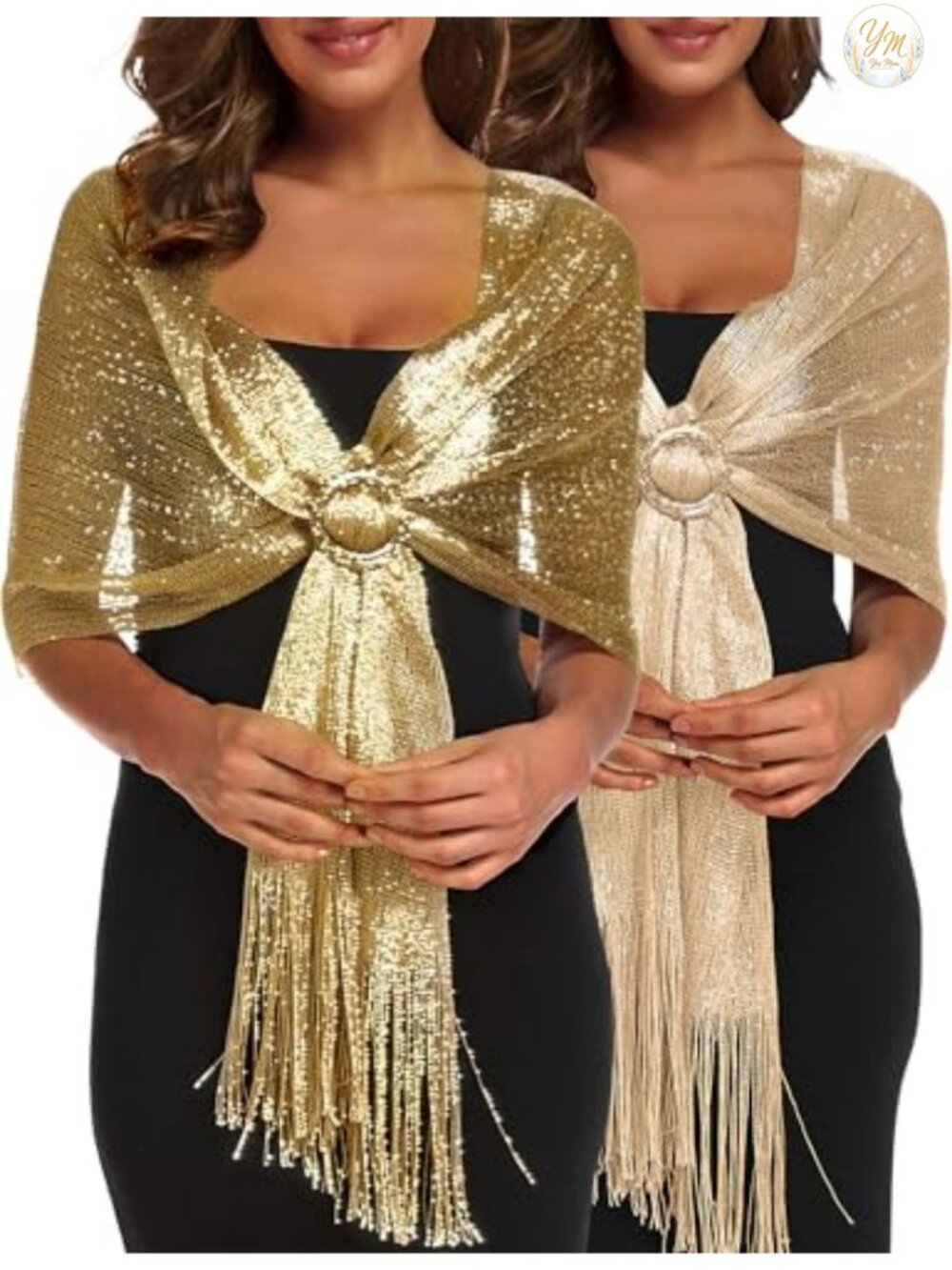 Sparkle Shawl Wrap for Evening Dress with Buckle Wedding Formal Cover Up